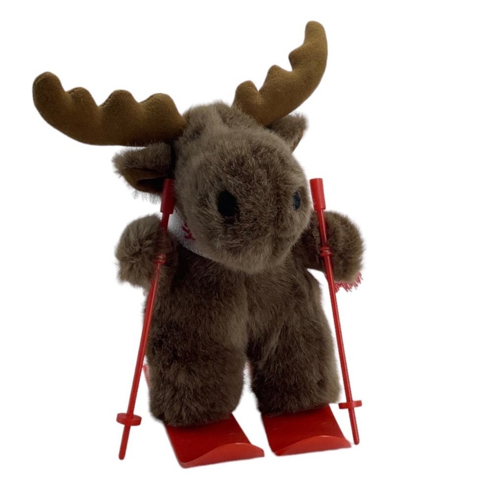 Vtg Mary Meyer Moose Skiing with Scarf Plush Stuffed 11" Ski Resort Breckenridge
